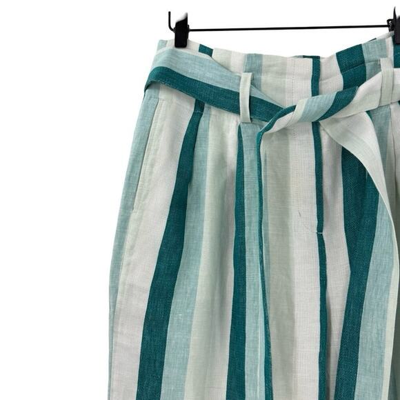 J. Crew 100% Linen Lined High Rise Pants in Cabana Stripe Sz 8 - Picture 6 of 10